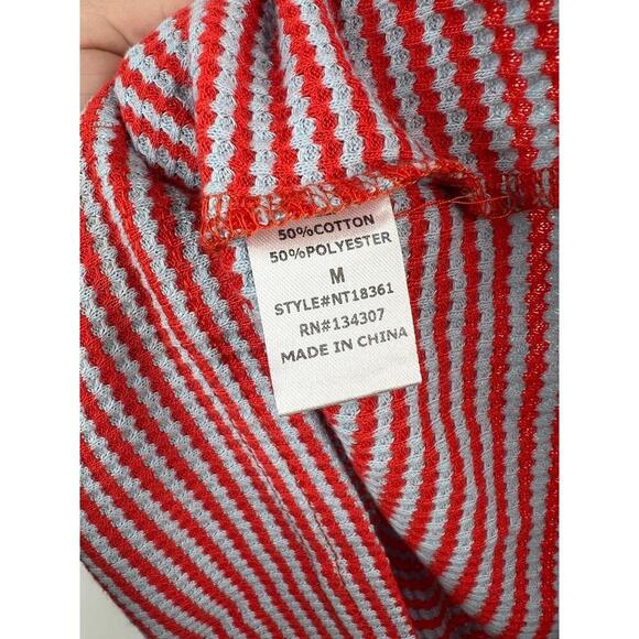 Lumiere Red Blue Striped Cross-Back Button-Front Tank Top Size M Cropped - Picture 7 of 8